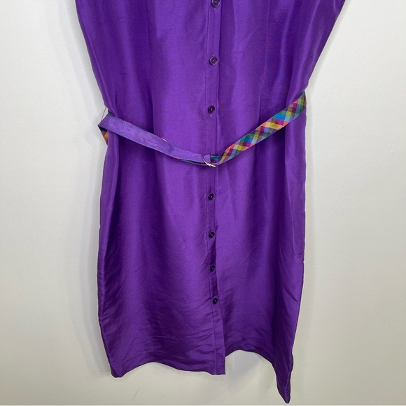 Spencer Jeremy Purple Silk Shirt Dress Size 12 - Picture 4 of 7